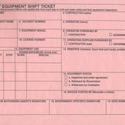 NIFC Education Materials Emergency Equipment Shift Tickets (NFES 000872/OF-297)