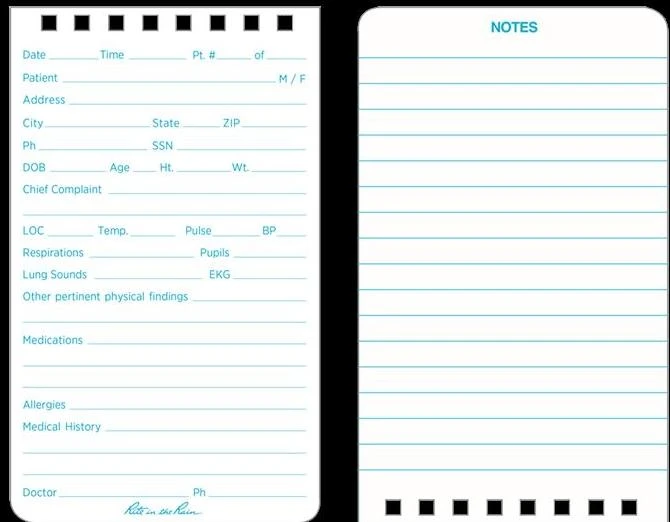 EMS Vital Stats Notebook-3 X 5, Rite In The Rain