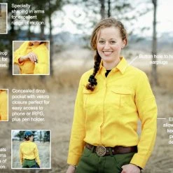 Women's Tecasafe Plus 5.8 Oz Aspen Brush Shirt (Yellow), Green Buffalow