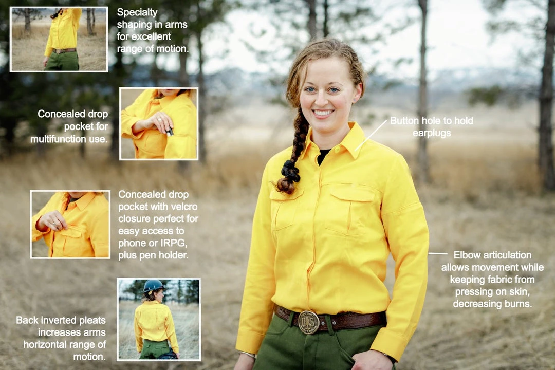 Women's Tecasafe Plus 5.8 Oz Aspen Brush Shirt (Yellow), Green Buffalow